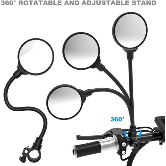 Bike Mirrors for Handlebars Rearview Mirror-Bicycle Mirrors Adjustable Rotatable - Picture 2 of 7
